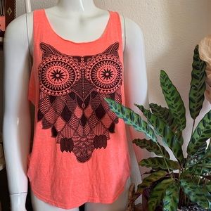 🦉 vintage neon pink owl tank top 🦉
